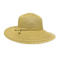 Wide Brim Braded Paper Straw Hats – 12 PCS w/ Frill - Natural - HT-ST255NT